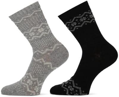 Dames wolmix sokken - Grey Black