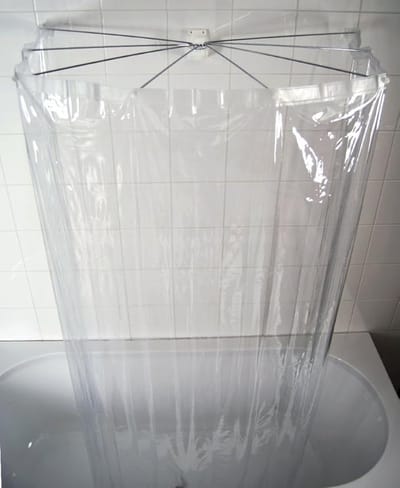 Floraweg Ombrella douchegordijn rail opvouwbare douche spin voor badkuipen douche scherm met 7 armen en douchegordijn roestvrij staal douchegordijn houder muur gemonteerde douche cabine vouwen，Transparent