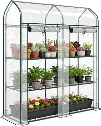Outsunny Kas - Staal, PVC - 143 x 46 x 165 cm - Transparant