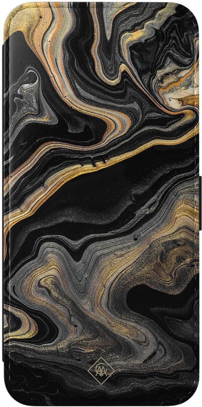 Casimoda® bookcase - Geschikt voor Samsung Galaxy A56 - Hoesje met pasjeshouder - Marbling - Zwart - Kunstleer