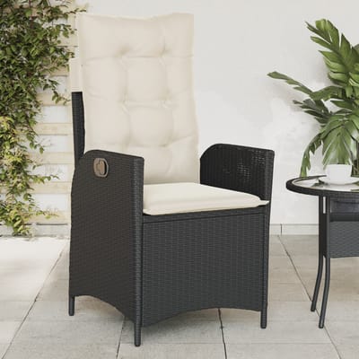 vidaXL - Tuinstoelen - 2 - st - verstelbaar - met - kussens - poly - rattan - zwart