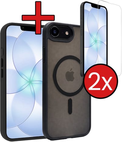 Hoesje - Met 2x Screenprotector - Geschikt voor Apple iPhone 17e - Magsafe Compatible - Sterk & Shockproof - Shock Proof Case - Back Cover - Telefoon Hoes - Telefoonhoes - Zwart