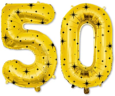 LUQ – Folieballonnen Cijfer 50 – Goud-Zwart – Verjaardag Decoratie – Cijfer Ballon – Feest Versiering – Helium Geschikt