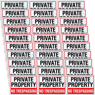 Waarschuwingsbord Privé Eigendom - Geen Overtreding Borden - Eigendom Beveiligen - Roestvrij Aluminium 30 stuks - 25 x 18 cm