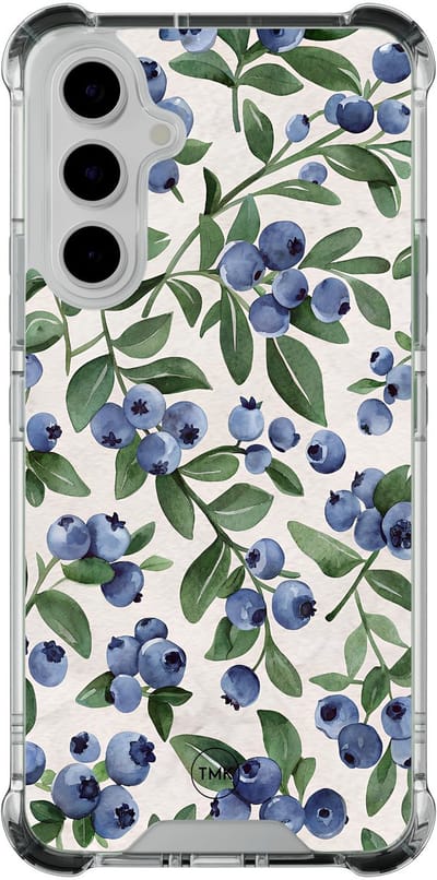 Shockproof hoesje geschikt voor Samsung Galaxy A54 - Blueberries - Schokbestendig - Verhoogde randen - TPU case - Extra Sterke Back Cover - Print - Transparant, Blauw