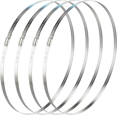 Verstelbare RVS Slangklemmen 289-311mm - 4 Pack Worm Drive Slangbeugels voor Luchtkanalen, Brandstofleidingen en Droger Ventilatie