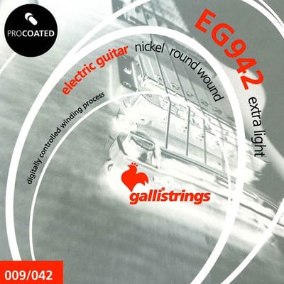 Snarenset elektrische gitaar - Galli EG-0942 - ProCoated nikkel - Roundwound - 09-42 - Extra Light