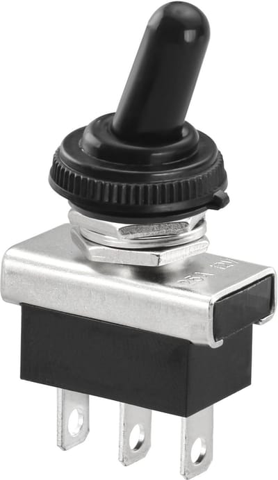 Allecto - Tuimelschakelaar - Waterdichte metalen schakelaar - 12V 25A - aan/aan - 2-polig - Geschikt voor auto en machine - Model KN3D-102