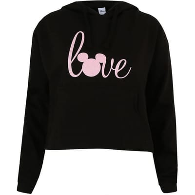 Disney Dames/dames Love Mickey Crop Hoodie (Zwart)