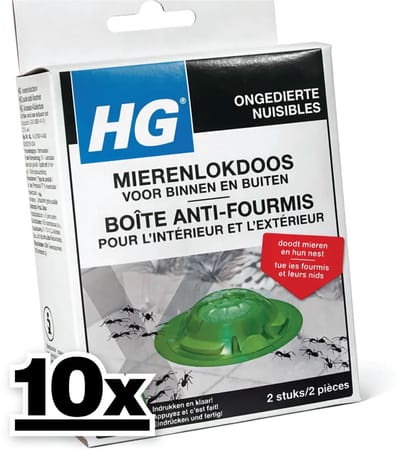 10 x HG Mierenlokdoos 2 stuks per verpakking - Grootverpakking - Mierenbestrijding - Mierenlokdoos - Mierenbestrijding Binnen En Buiten - Mierenbestrijding Tot In Het Nest - Mierenbestrijding Tuin