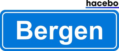Hacebo - Plaatsnaam Sticker - 29x10 CM - Bergen sticker - Verkeersborden sticker - grappige cadeaus - Bergen