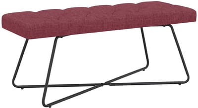 vidaXL - Bank - met - knopen - tufting - Wijnrood - 110 - x - 40 - x - 46 - cm - Stof