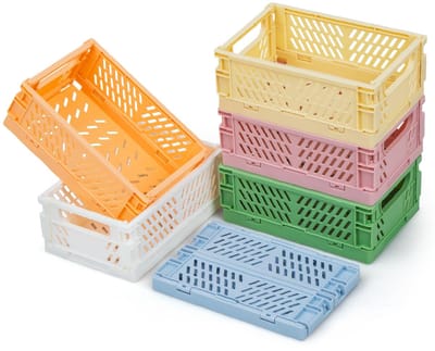 iHomara 6 x opvouwbare opbergmand, stabiele klapmand (15 x 9,8 x 5,7 cm), multifunctionele opbergdoos, organisatie voor kast, boekenkast, badkamer, slaapkamer, keuken