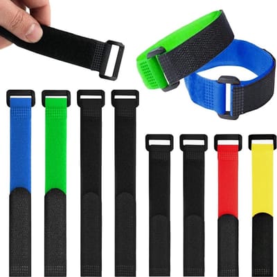 Herbruikbare 8-delige haak-en-lus kabelbinders, duurzame kabelstrips voor organisatie, verstelbare riemen voor fietsen, helm en sportuitrusting