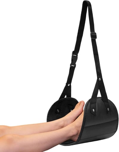 Voet Hangmat - Beensteun Sling - Comfortabel Reizen - Telescopische Aanpassing - 49 x 15 cm - Zwart
