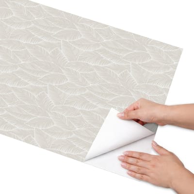 Coloray Meubel Wrap Folie - Beige Meubelfolie - 50x100 cm - Plakfolie Meubels Bladrijke elegantie - Decoratiefolie Zelfklevend - Modern Meubelfolie - Meubelfolie Zelfklevend - Badkamer decoratie - Achtergronden en patronen