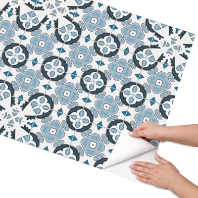 Coloray Meubel Wrap Folie - Blauw Meubelfolie - 75x150 cm - Meubel Wrap Folie Geometrische elegantie - Plakfolie Meubels - Geometrische Meubelfolie - Decoratiefolie Zelfklevend - Slaapkamer decoratie - Achtergronden en patronen