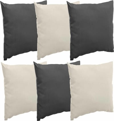 Hesperide Bank/sier/tuin kussens - binnen/buiten - set 6x stuks - beige/antraciet - 40x40 cm