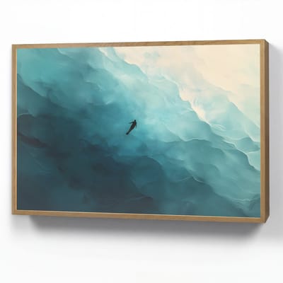 Wandlamp 90x60 cm - Oplaadbaar - Zee - Silhouet - Abstract - Blauw - Wandlampen binnen woonkamer - Slaapkamer lamp - Decoratieve nachtlamp - Vloerlamp draadloos