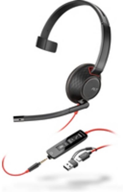HP Poly Blackwire C5210 On Ear headset Computer Kabel Mono Zwart Noise Cancelling Headset, Volumeregeling, Microfoon ui