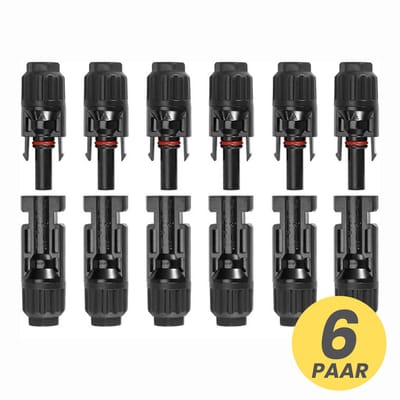 CJX Retail - MC4 Connector Set – 6 Paar (12 Stuks) - Betrouwbare Verbinding voor Zonnepanelen