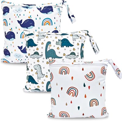 Natte Luiertas - Reistas Organizer - Babyverzorging - Waterdicht en Geurbestendig - 3 stuks 28x30 cm - Wit