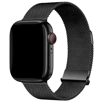 Premium Milanees bandje - Geschikt voor Apple Watch 1, 12, 2, 3, 4, 5, 6, 7, 8, 9, 10, 11, SE, Ultra (2 / 3) - 44/45/46/49 mm - Zwart