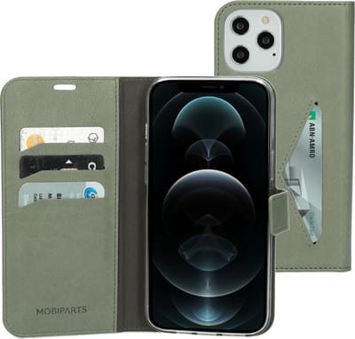 Mobiparts hoesje geschikt voor Apple iPhone 12 Pro Max - Wallet/Boekhoesje - Eco Leer - Magneet Sluiting - Opberg vakken - Groen