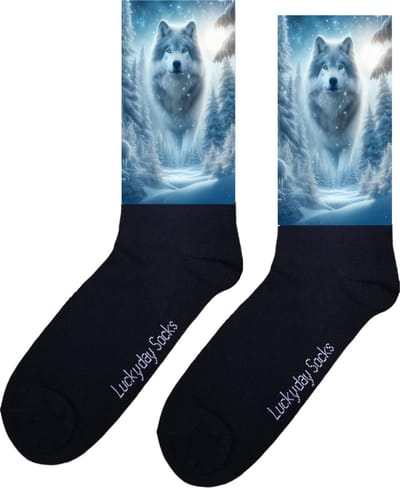 Wolf - Valentijns cadeau - Verjaardag cadeau - Sint cadeau - Leuke sokken - Sneeuw - Vrolijke sokken - Leuk cadeau - Grappig cadeau - Kerst Sokken - Vaderdag - Moederdag - Kerstcadeau - Socks maken Happy - 37-44