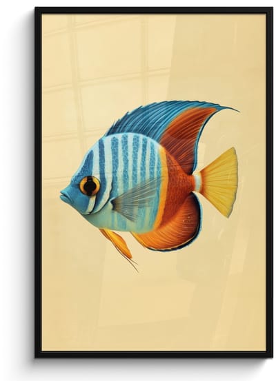 Poster in lijst - Fotolijst 80x120 cm - Posters - Vis - Vinnen - Blauw - Ogen - Posterlijst zwart - Decoratie - Wanddecoratie woonkamer - Muurdecoratie slaapkamer