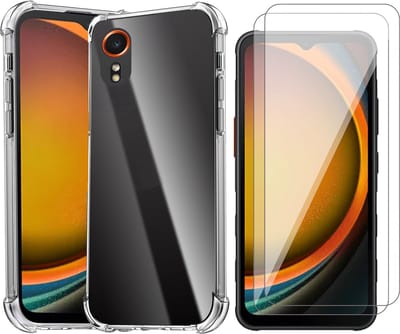 Hoesje geschikt voor Samsung Galaxy Xcover 7 - 2x Screenprotector Glas - Shockproof Transparant