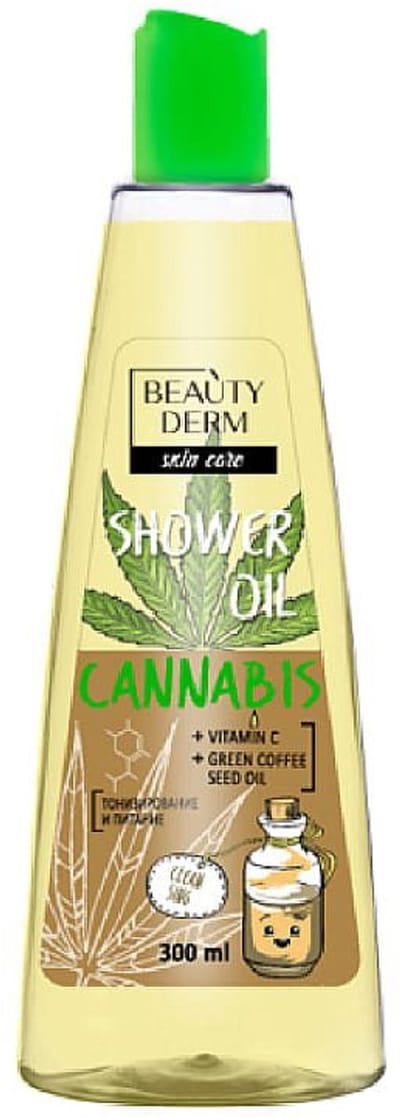 Zijdezachte Douche olie - Cannabis - groene thee - vitamine C - uiterste zachte douche schuim olie 300 ml