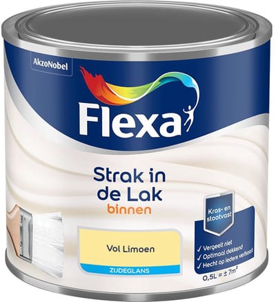 Flexa - Strak In De Lak Binnenlak Zijdeglans - Vol Limoen - Mengverf - 500 Ml