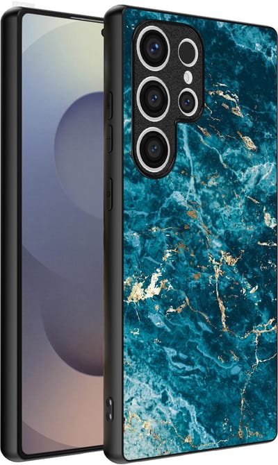 Smartphonica Telefoonhoesje Geschikt voor Samsung Galaxy S25 Ultra met marmer opdruk - TPU backcover case blue marble design - Blauw geschikt voor Samsung Galaxy S25 Ultra