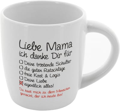 Dailygoods- Koffiemok 230 ml - Keramiek - Vaatwasmachinebestendig - Cadeau voor Mama - 12 x 8,5 cm - Persoonlijke boodschap - Cadeaumok