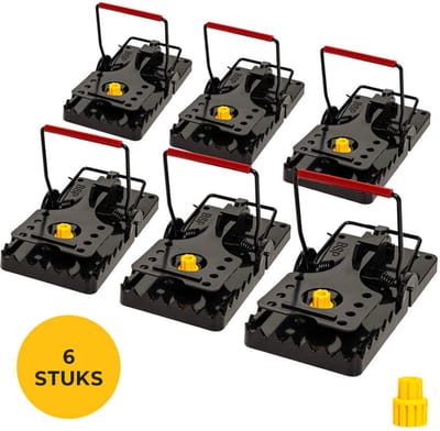 Rattenklemmen met peanutgeur - Binnen & buiten - Rattenvallen - Rattenvergif alternatief - Sterk - Peanutgeur - 6 stuks