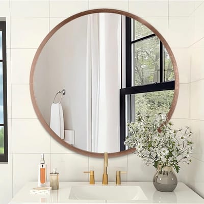 Ronde Badkamerspiegel met Aluminium Frame - Moderne Cirkel Wandspiegel voor Badkamer, Hal en Woonkamer - Paars Kader, Decoratie en Verlichting