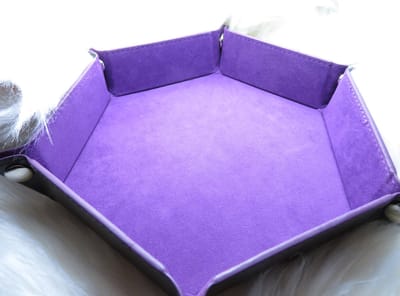 Dobbelsteenbak - Dobbelbak - Rollenspellen - Fluweel en Leer - Inclusief knoppen - Paars