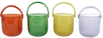Theelichthouder glas Zia met hengsel multicolor decoratie 13x15x21cm.