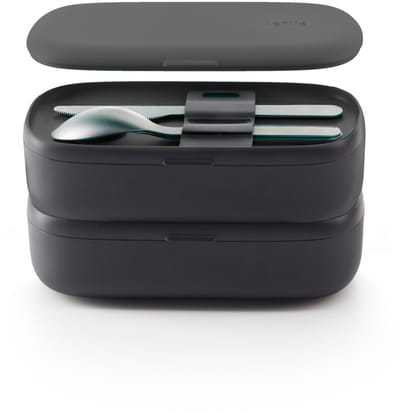 Lékué Lunchbox/Broodtrommel - To Go - Set met Bestek - Black