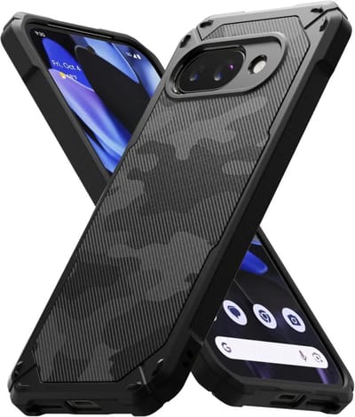 Ringke Rugged Gear - Hoesje Geschikt voor Google Pixel 9a - Back Cover Shockproof TPU - Camo Zwart