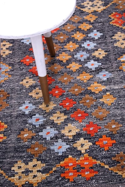 Kleurrijk Tapijt Laagpolig Handgeweven Wollen Vloerkleed - Koho Afghan Kelim 117x80 - 117x80cm- Modern - Woonkamer - Salon - Slaapkamer - Eetkamer