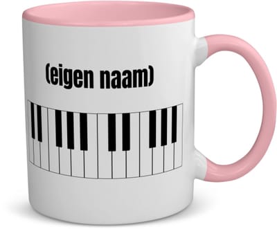 Akyol - keybord met eigen naam koffiemok - theemok - roze - Instrumenten - muziek liefhebbers - iemand die houdt van om op de keybord te spelen - verjaardag - cadeau - kado - 350 ML inhoud