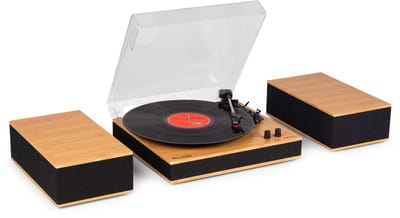 Platenspeler met speakers - Audizio Tupelo - Platenspeler Bluetooth - LP speler met auto stop - Bamboe
