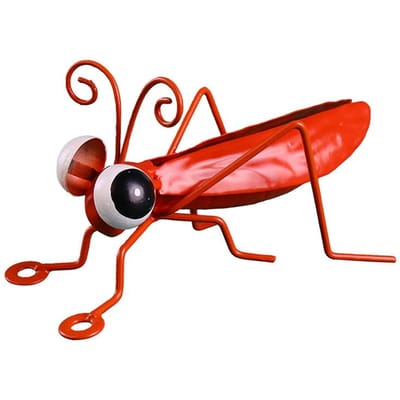 Thuis Tuin Kleurrijk Schattig Sprinkhaan Krekel Ornament Tuin Kunst Metaal Beeldje Insect Voor Bureau Tuin Gazon Decoratie Buiten 12x7.5x6cm red