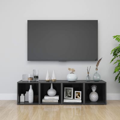 vidaXL - Tv-meubelen - 4 - st - 37x35x37 - cm - bewerkt - hout - hoogglans - grijs