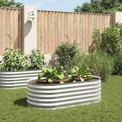 vidaXL - Plantenbak - verhoogd - 160x80x44 - cm - gegalvaniseerd - staal - zilver