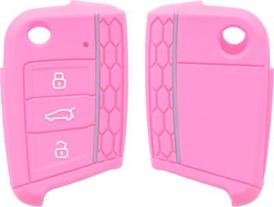 kwmobile autosleutel hoesje geschikt voor VW Golf 7 MK7 3-knops autosleutel hoes - Siliconen autosleutel behuizing - Auto sleutel case met honingraat - Sleuteletui in poederroze / pastel lila