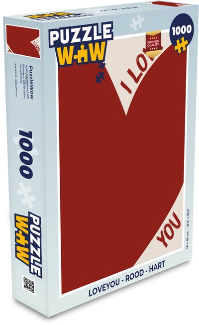 Puzzel Loveyou - Rood - Hart - Legpuzzel - Puzzel 1000 stukjes volwassenen