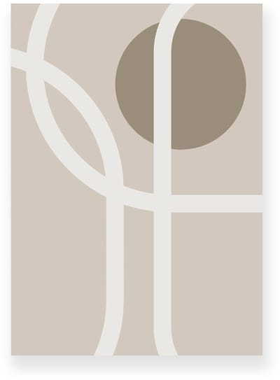 Poster 20x30 cm - Abstracte Lijnen - Cirkel - Beige - Taupe - Minimalistisch - Modern - Muurdecoratie - Wanddecoratie